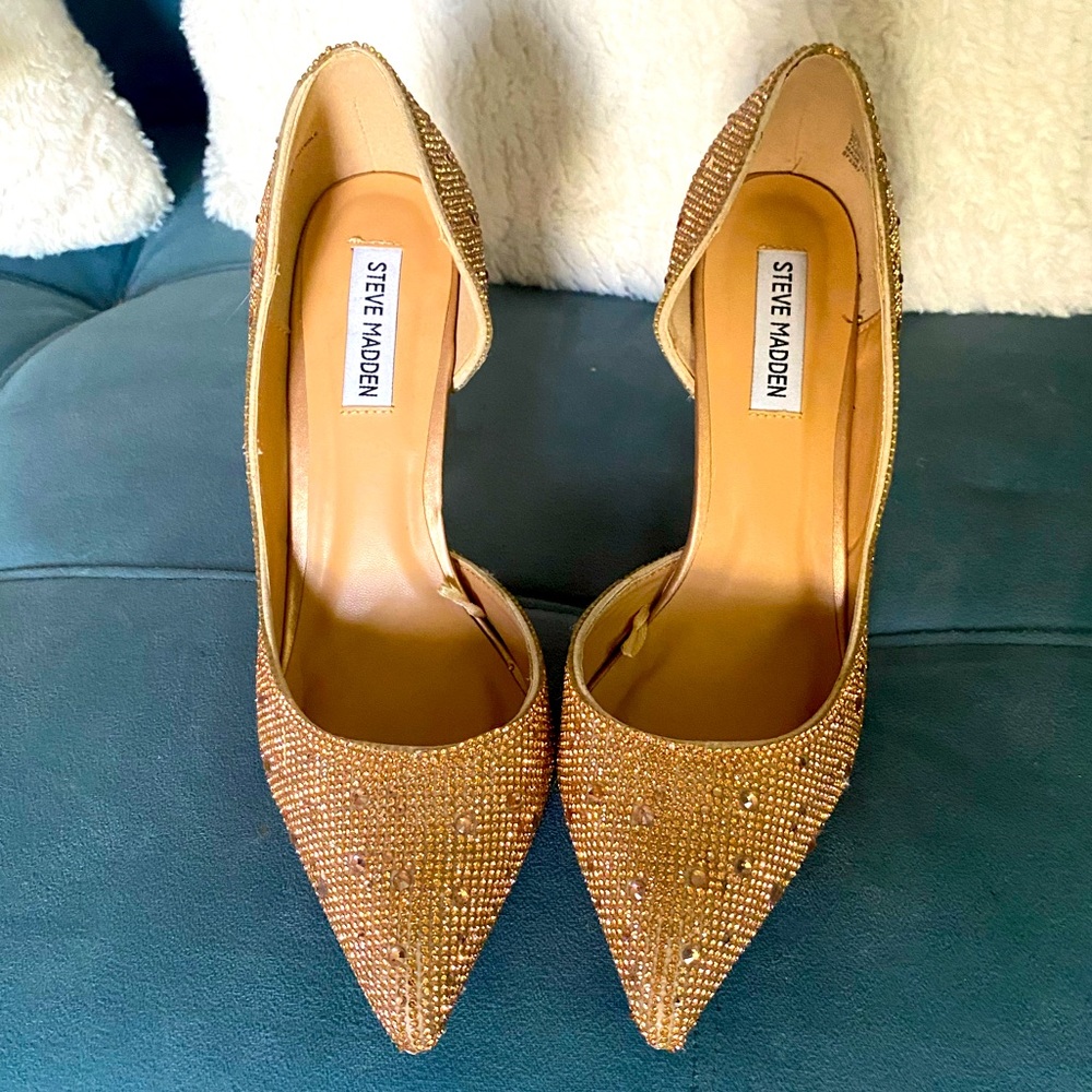 Steve Madden Gold Jeweled Heels